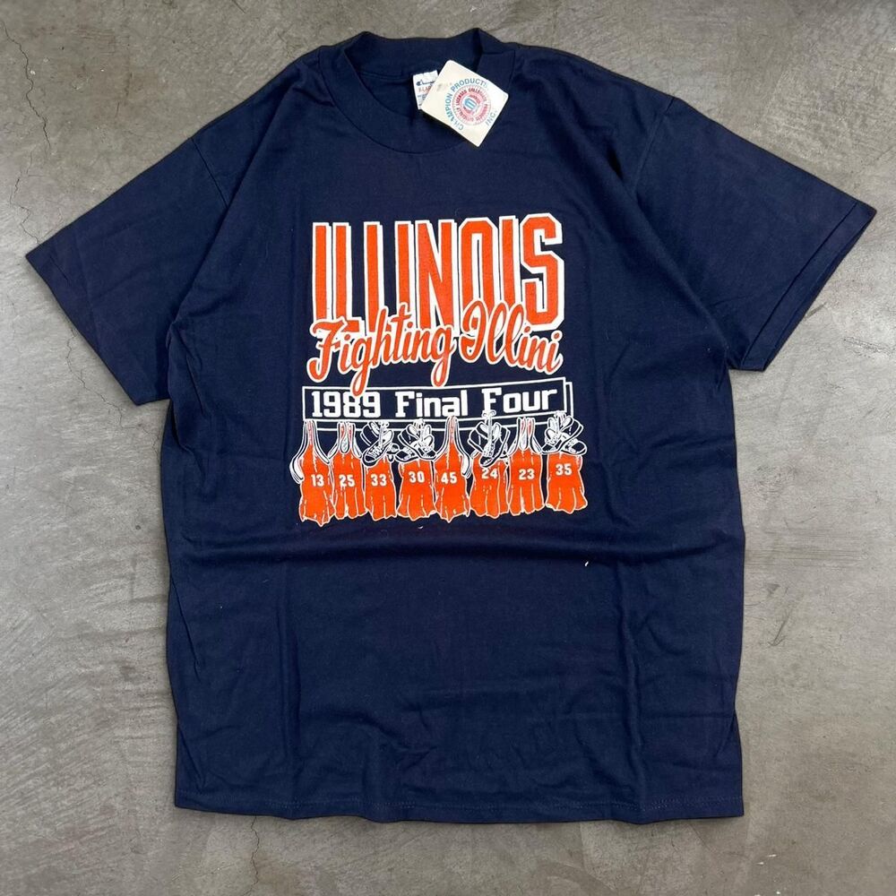 Vintage 90s Champion Illinois Fighting Illini 1989 Final Four Cotton T-Shirt